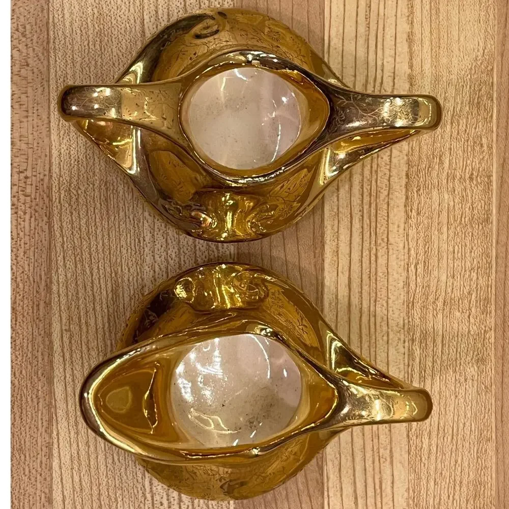 Pearl China Co Creamer Sugar Bowl 22KT Gold Trim Hand Decorated Set